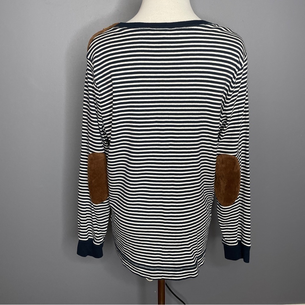 Lauren Ralph Lauren 100% cotton striped leather zipper shoulder elbow size 1X - Picture 5 of 8